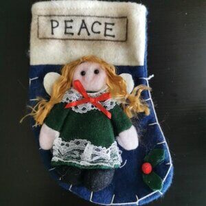 Peace Angel Christmas Stocking Decor 7 in
